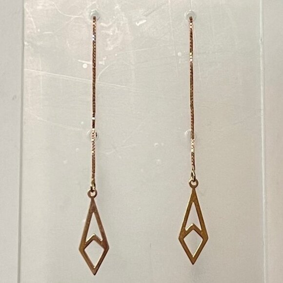 Rose gold threader dangle drop earrings 14KT EUC/rarely worn - Picture 1 of 7